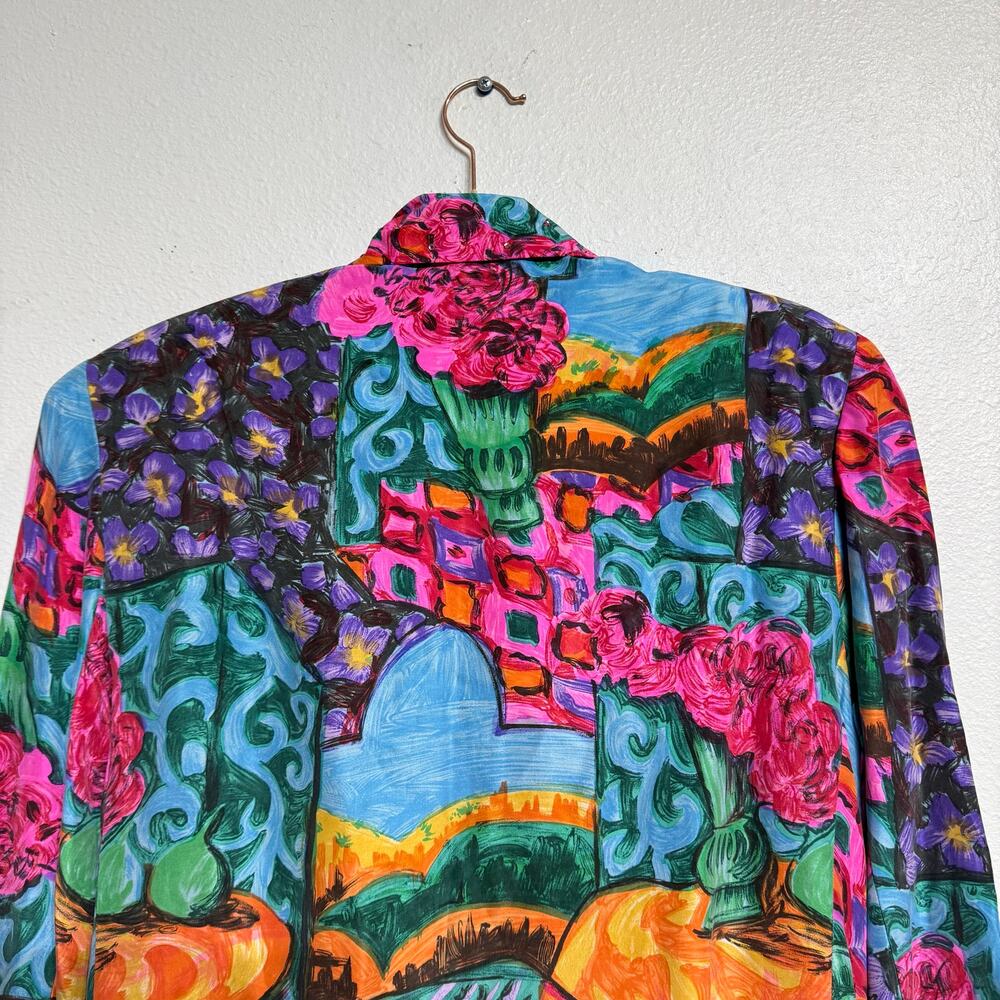 Silk Club Pink Abstract Oversized Silk Vintage Blazer Sz S NWT - Picture 8 of 12